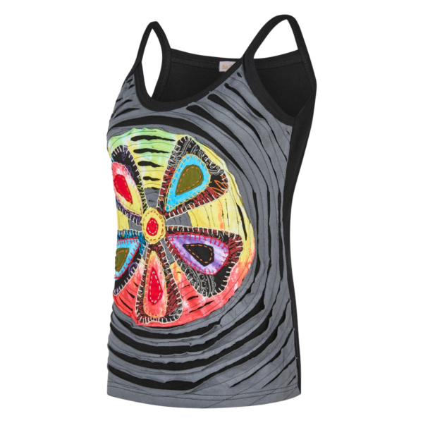 Baumwoll Hippie Mandala Tanktop mit Cutwork Grau 2 Baumwoll Hippie Mandala Tanktop mit Cutwork Grau 2