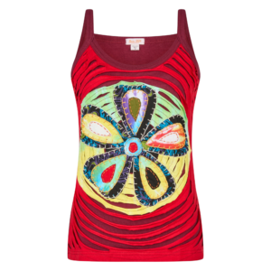 Baumwoll Hippie Mandala Tanktop mit Cutwork rot