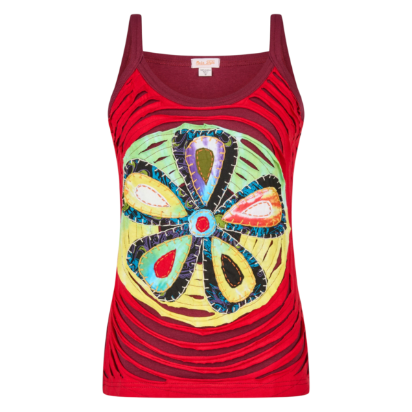 4_1|Baumwoll Hippie Mandala Tanktop mit Cutwork rot Baumwoll Hippie Mandala Tanktop mit Cutwork rot