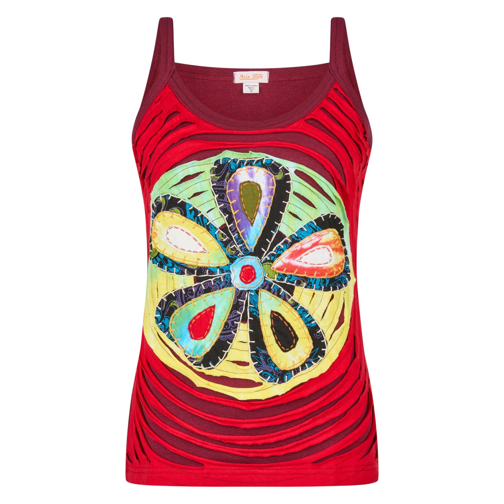 4_1|Baumwoll Hippie Mandala Tanktop mit Cutwork rot Baumwoll Hippie Mandala Tanktop mit Cutwork rot