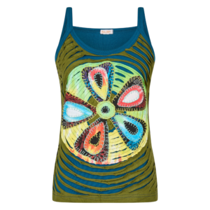 Baumwoll Hippie Mandala Tanktop mit Cutwork grün