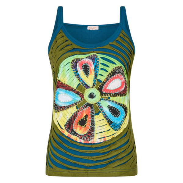 Baumwoll Hippie Mandala Tanktop mit Cutwork grün Baumwoll Hippie Mandala Tanktop mit Cutwork grün