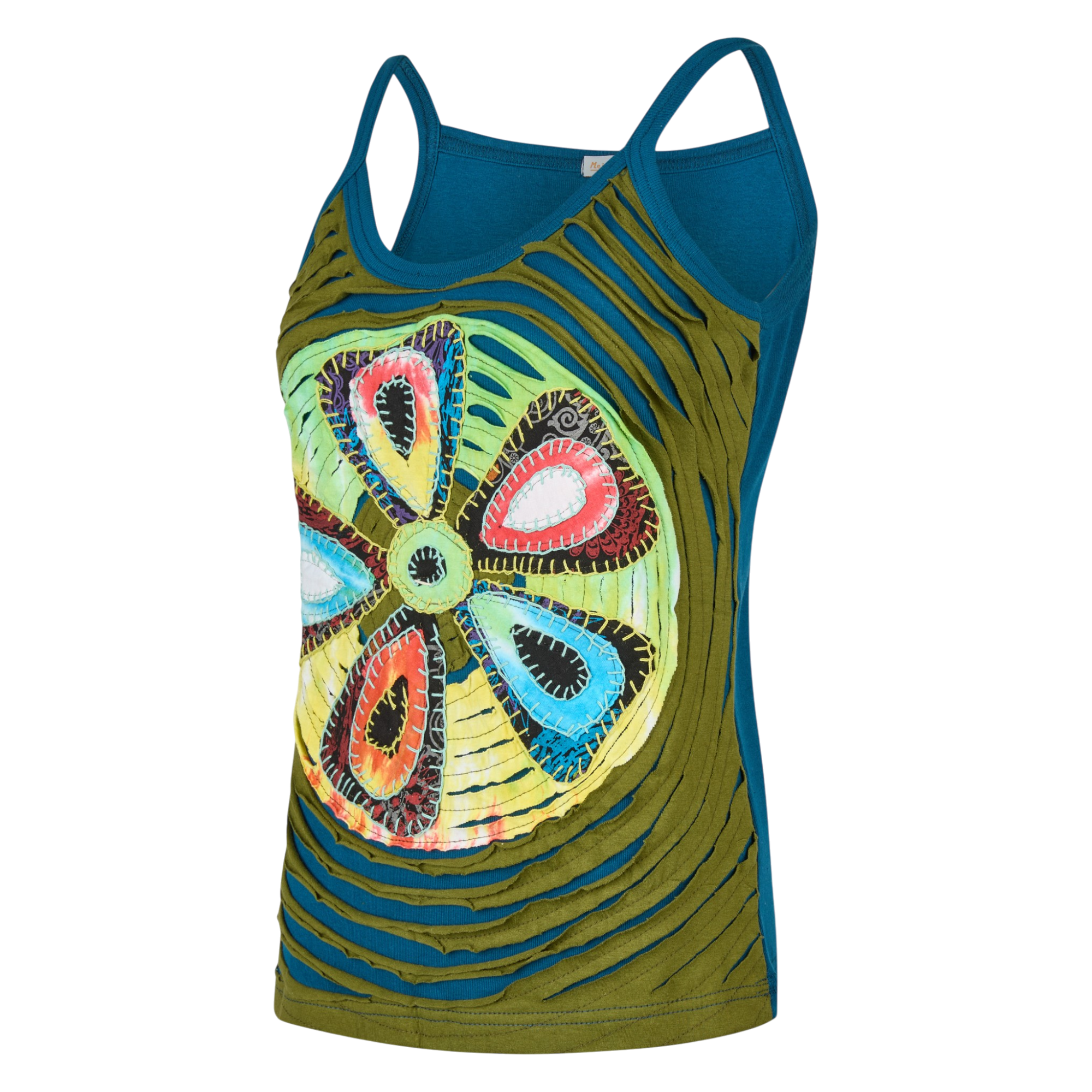 Baumwoll Hippie Mandala Tanktop mit Cutwork grün 2 Baumwoll Hippie Mandala Tanktop mit Cutwork grün 2