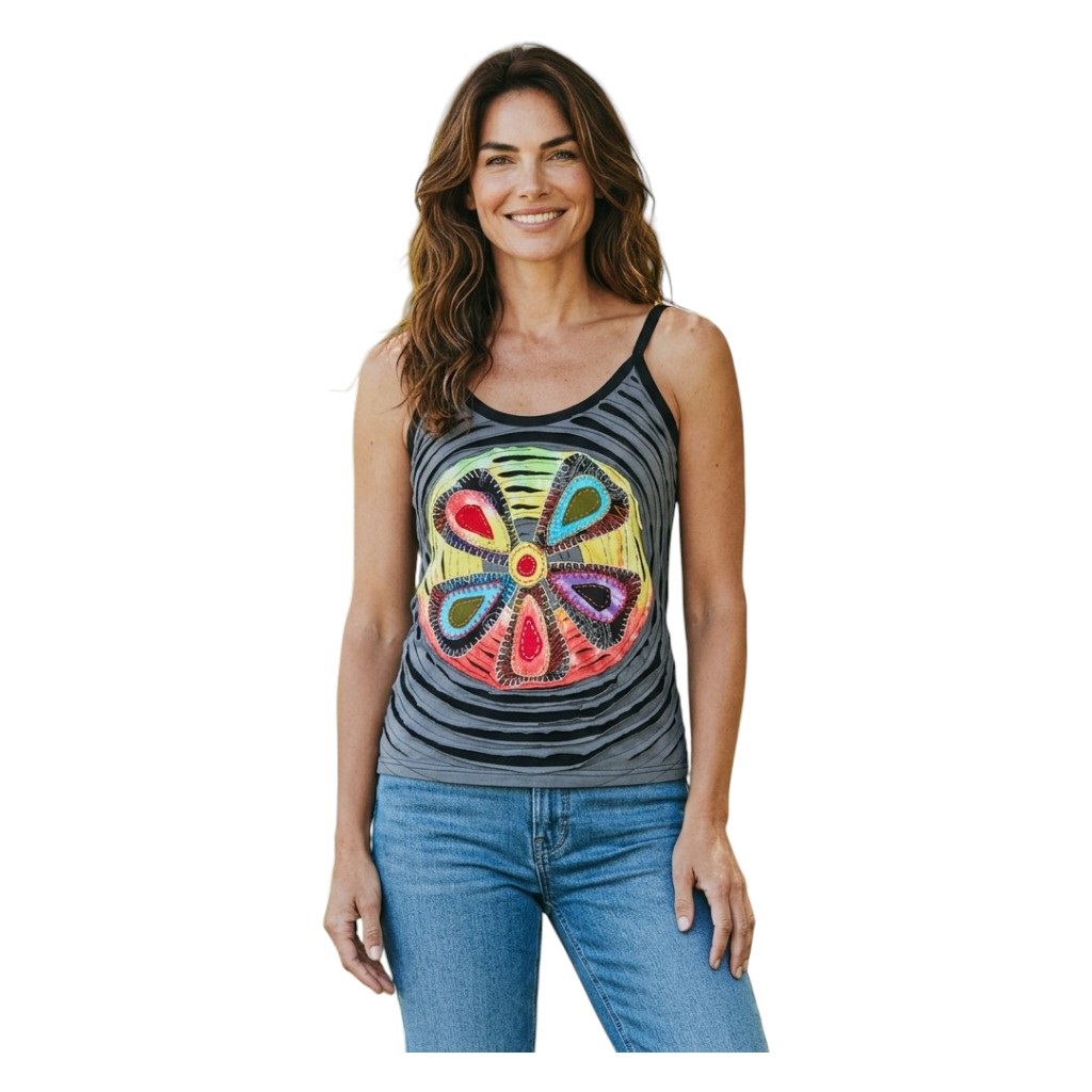 Baumwoll-Hippie-Mandala-Tanktop-mit-Cutwork-Grau-5|TanktopMandalaGrau Baumwoll Hippie Mandala Tanktop mit Cutwork Grau 4