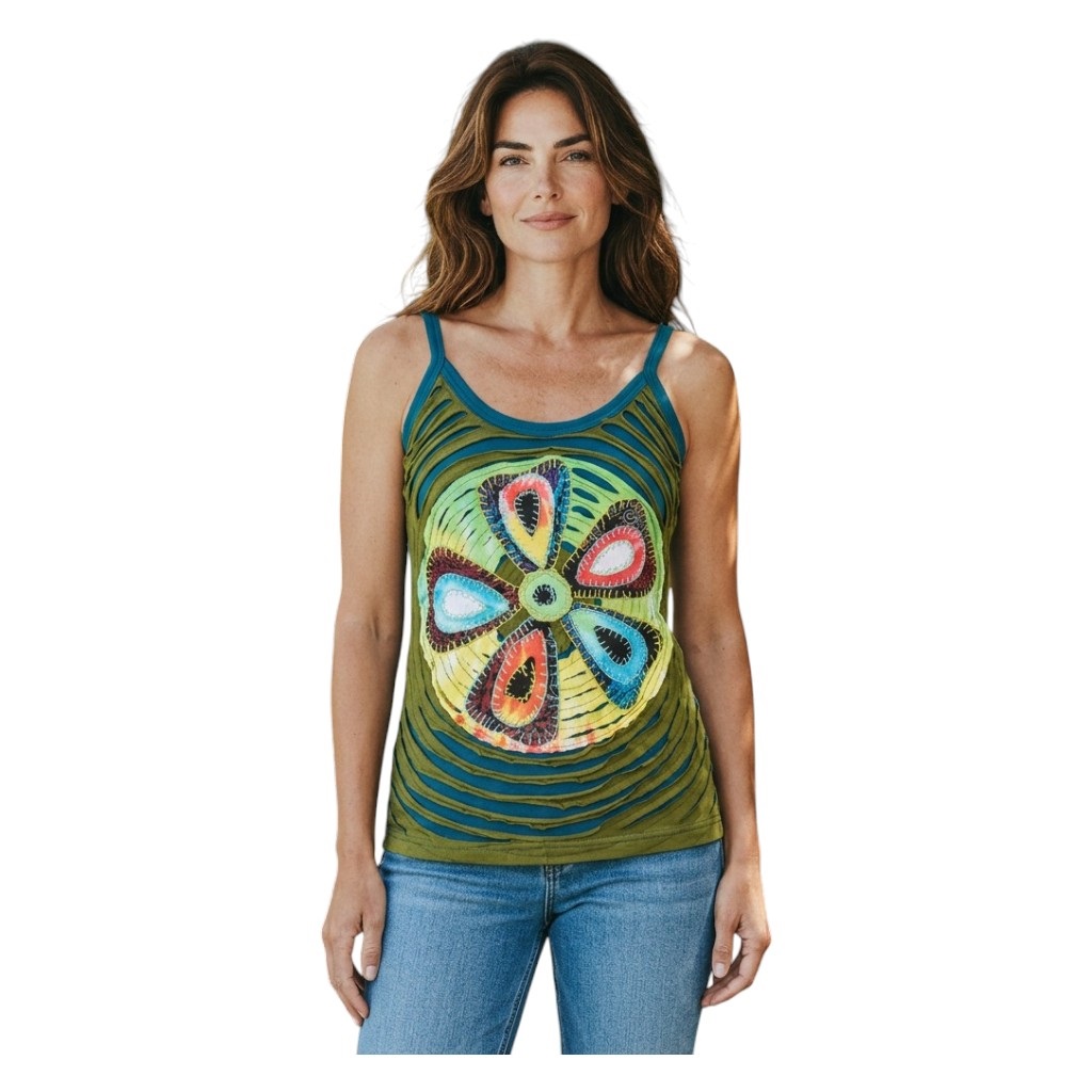 Baumwoll-Hippie-Mandala-Tanktop-mit-Cutwork-Gruen-5|TanktopMandalaGrün Baumwoll Hippie Mandala Tanktop mit Cutwork grün 5