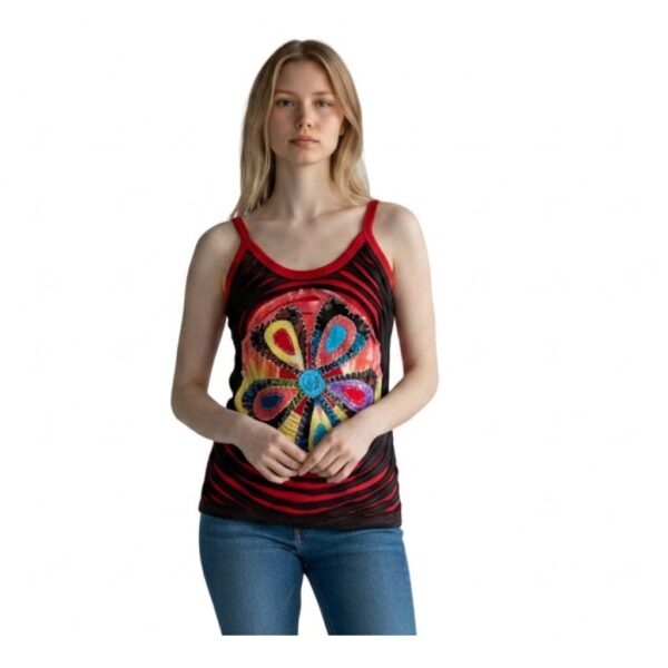 Baumwoll-Hippie-Mandala-Tanktop-mit-Cutwork-Schwarz-Rot-5|TanktopMandalaSchwRot Baumwoll Hippie Mandala Tanktop mit Cutwork Schwarz Rot 5
